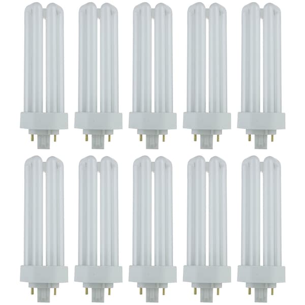 Sunlite 5000K Super White Fluorescent 32W PLD Triple U-Shaped Twin Tube CFL Bulbs 4-Pin GX24Q-3 Base, 10PK 40586-SU - main